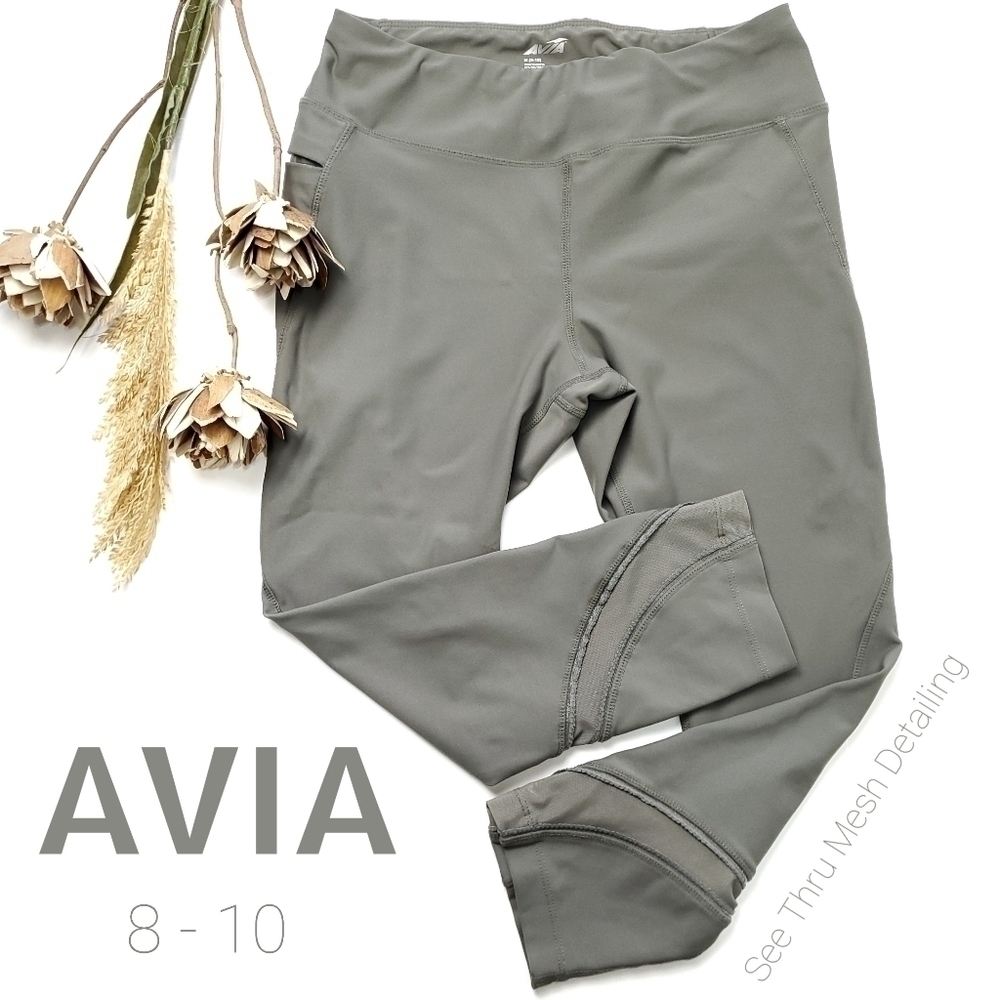 NEW Avia Slate Grey Exercise Capri Legging 8-10